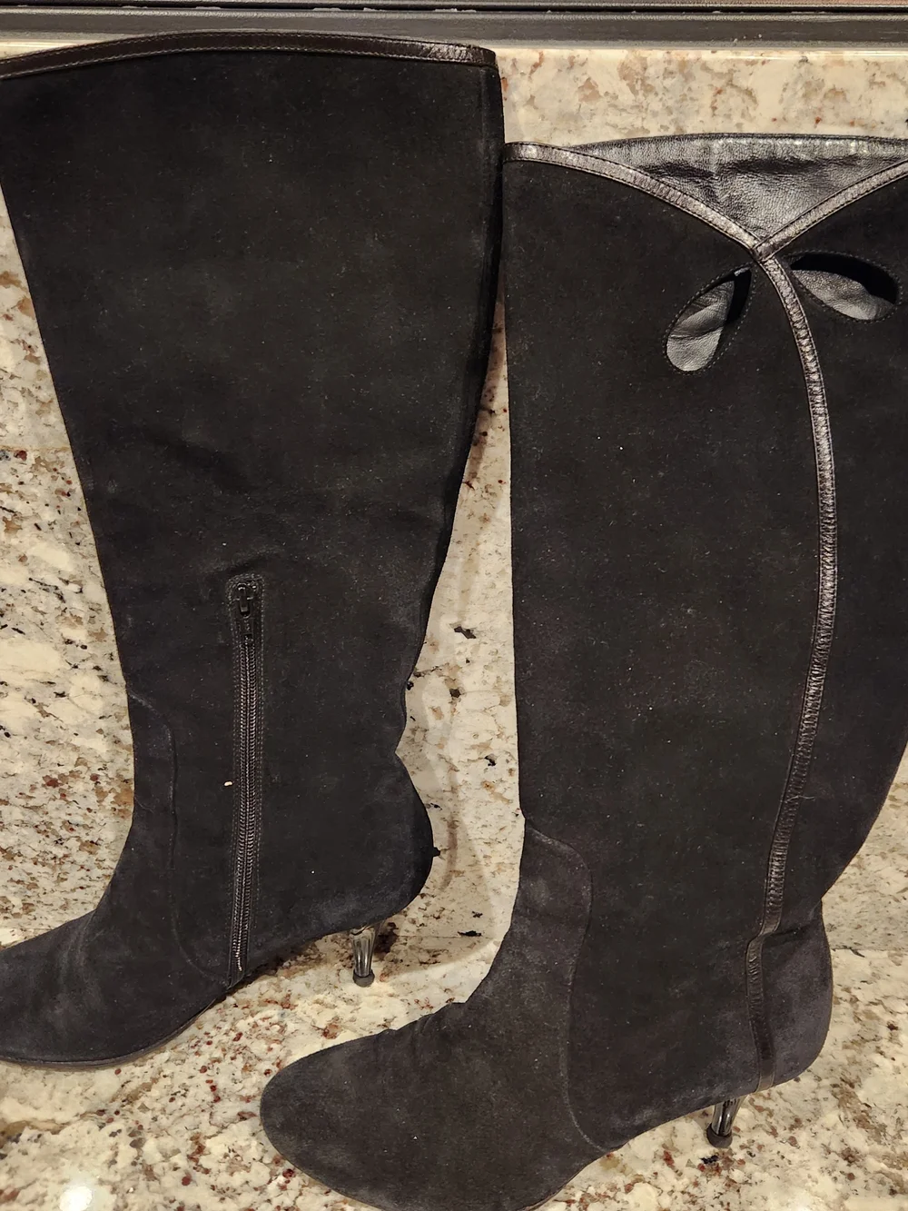Furla Black Suede Over-the-Knee Boots